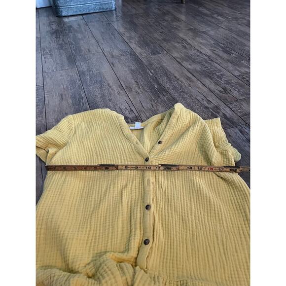 J. Jill Women's Gauzey Cotton Yellow Tiered Flowy Button Down Dress Size Medium - Picture 3 of 5